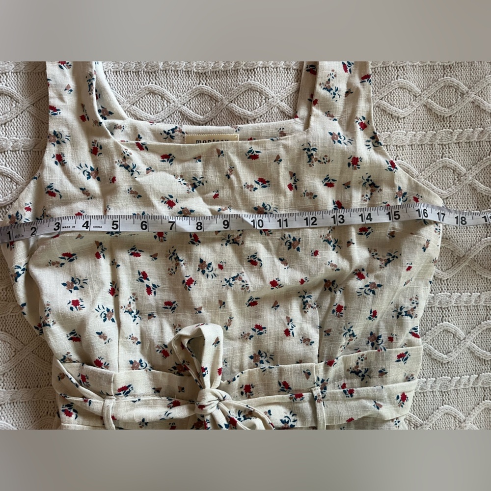 Monteau Rayon/Linen Blend Floral off-White Sleeveless Dress Juniors Size Large - Picture 14 of 15